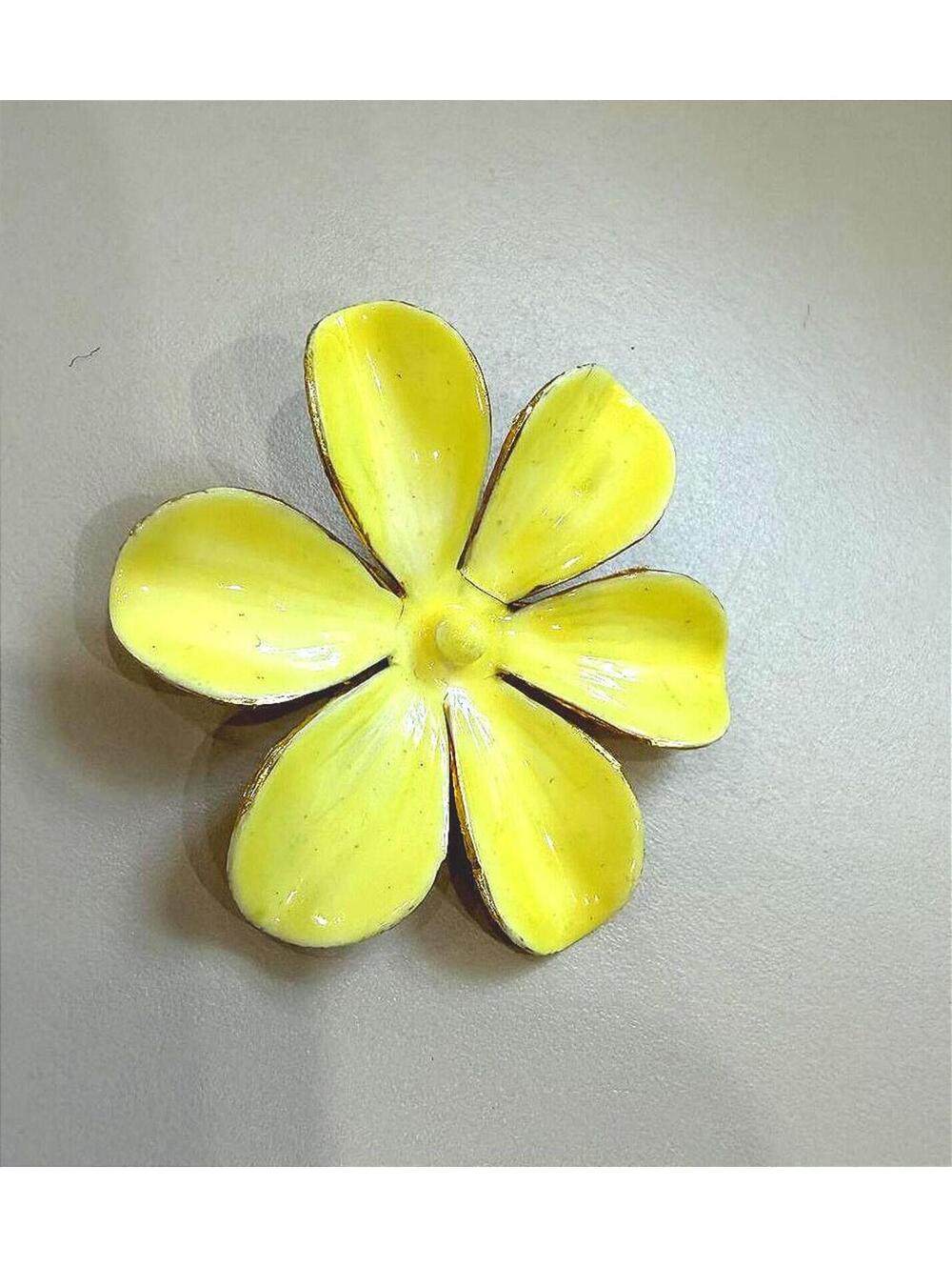 Sandor Yellow Flower Brooch Pin Gold Tone Floral Statement Jewelry